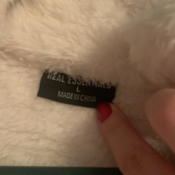 Fuzzy white cream jacket. From Real Essentials size large. - Picture 2 of 2